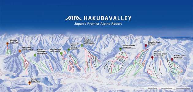 Hakuba Valley ski resorts map | 白馬バレー スキー場マップ